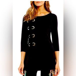 EVA VARRO 3/4 SLEEVES SIDE GROMMETS TUNIC BLACK!